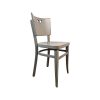 Super-Seat | Vintage Bistrostuhl aus Holz, grau verwittert, leicht gebogene Rückenlehne, flacher Sitz. | Catering Möbel