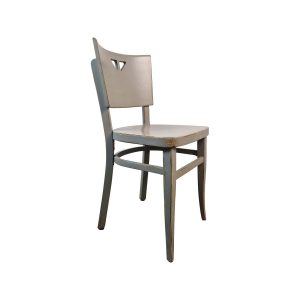 Super-Seat | Vintage Bistrostuhl aus Holz, grau verwittert, leicht gebogene Rückenlehne, flacher Sitz. | Catering Möbel