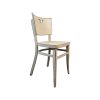 Super-Seat | The Dotty Deco vintage wooden bistro chairs white vintage wooden bistro chair with light finish, triangle cut-out, straight legs, slightly weathered. | Catering Möbel