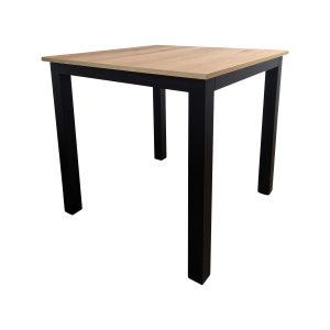 Super-Seat | The Empire Gastronomietische Eiche Melamin 80x80cm mit Gestell | Vierkantige Tafel mit Melaminplatte im Eichenholz-Look und schwarzem Metalltopf. | Horecameubilair