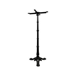 Super-Seat | Houten zwart stoelen met zwart metalen tafelpoot, decoratief en sierlijk, op witte achtergrond. | Horecameubilair