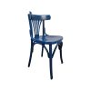 Super-Seat | Der Indigo Thonet Vintage Holzstuhl mit Fächerlehne Blau | Blau, gebogenes Holz, Fächerlehne, vier Beine, glatte Sitzfläche. | Horecameubilair