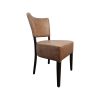 Super-Seat | The Lisa retro hospitality chairs brown | Brauner Lederstuhl mit geschwungenem Teppich, vier dunkle Holzbeine, Retro-Look. | Catering Möbel