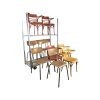 Super-Seat | The Mix Set Tubax & Thonet | 10 Vintage-Caféstühle aus Holz auf Metallgestell; Holz in warmen Brauntönen, Metall silbergrau, klassisches Design. | Catering Möbel