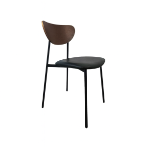 Super-Seat | The Must skandinavische Designstühle Holz / Schwarz | Zwarte metalen frame, gebogen houten rugleuning, zwart gestoffeerde zitting. | Horecameubilair