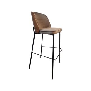 Super-Seat | Der New York Design Barhocker Holz Samt Mokka | Bruin fluwelen zitvlak, houten Akzente, black metalen poten on voetensteun. | Horecameubilair