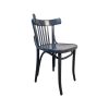 Super-Seat | The Ocean Thonet Vintage Holzstuhl mit Sprossen in grau-blau | Grau-blauer Holzstahl mit gebogener Rückenlehne und vertikaler Lattenrost |. | Horecameubilair