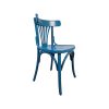 Super-Seat | Ein Sky Thonet Vintage Holzstuhl mit Fächerlehne | Blauer Holzstuhl, runde Sitzfläche, vertikale Streben, komplett aus Holz. | Horecameubilair