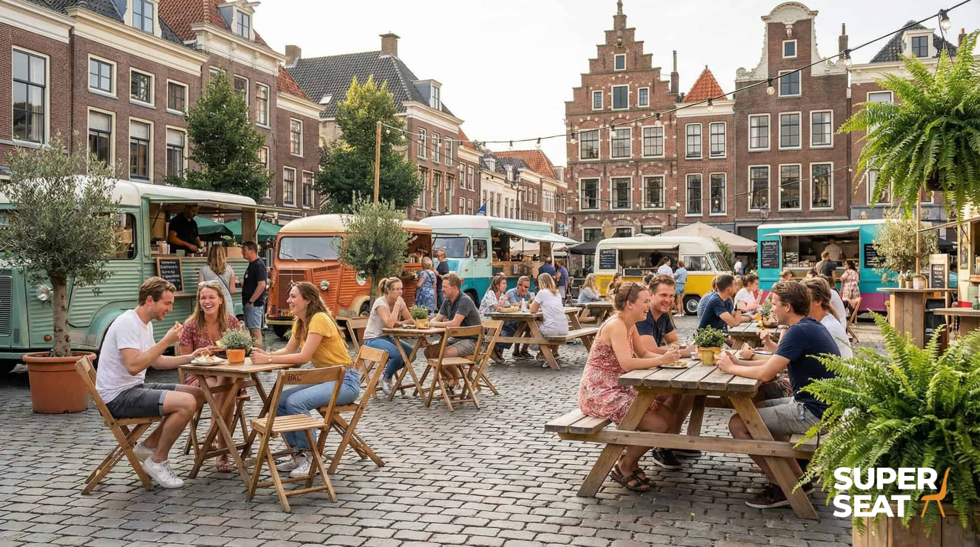 BKG Vintage Holz-Klappstühle Hellbraun