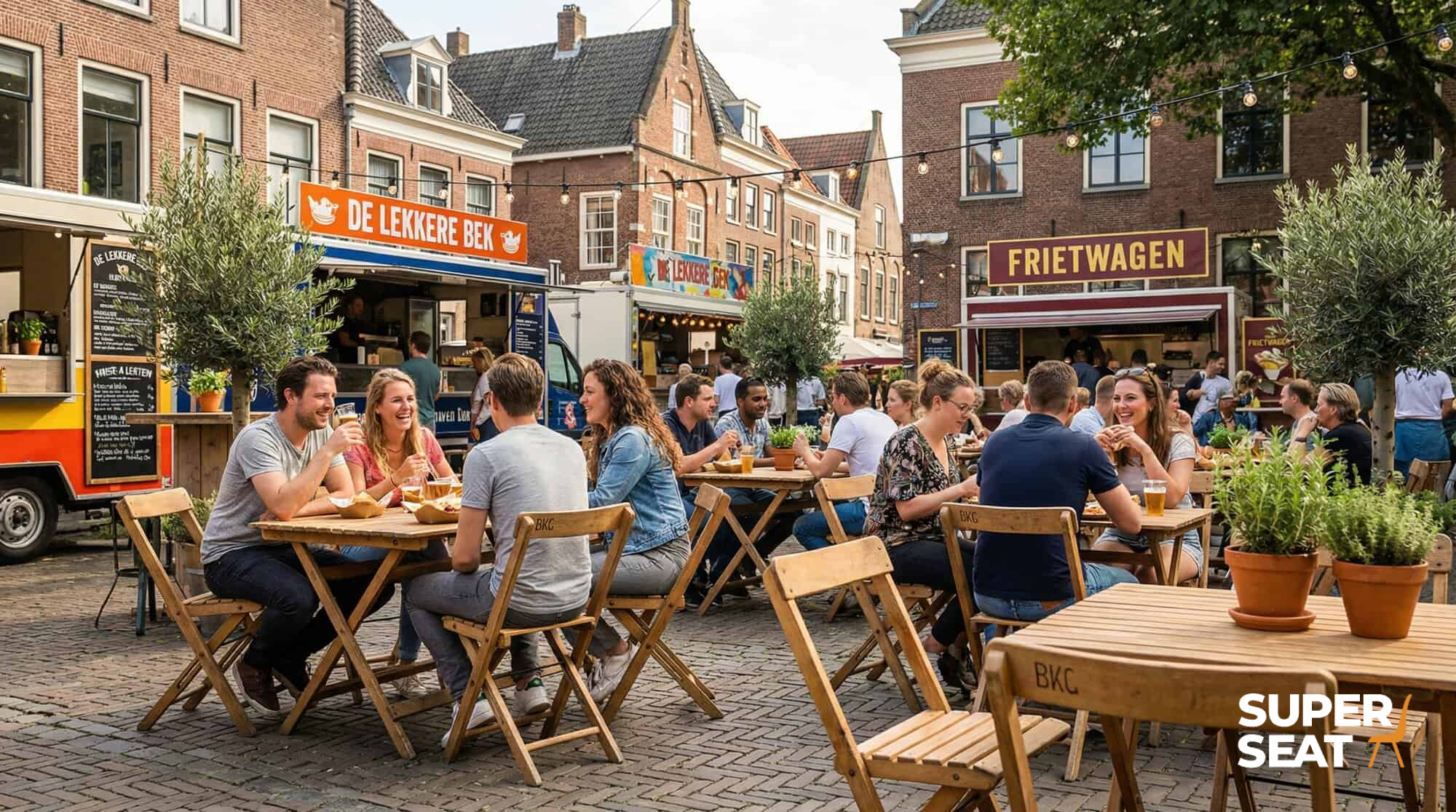 BKG Vintage Holz-Klappstühle Hellbraun