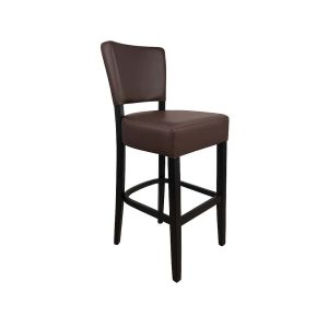 Super-Seat | The Lisa Rome Horeca Barkrukken Donkerbruin | Donkerbruine gestoffeerde barkruk, zachte zitting, licht gebogener teppich, black houten poten. | Horecameubilair