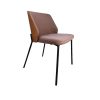 Super-Seat | The New Yorker Designerstühle Holz Velours Mocha | Mocha velour zitting/rug, schuine houtsteun, zwarte slanke metalen poten. | Horecameubilair