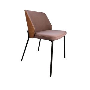 Super-Seat | The New Yorker Designerstühle Holz Velours Mocha | Mocha velour zitting/rug, schuine houtsteun, zwarte slanke metalen poten. | Horecameubilair