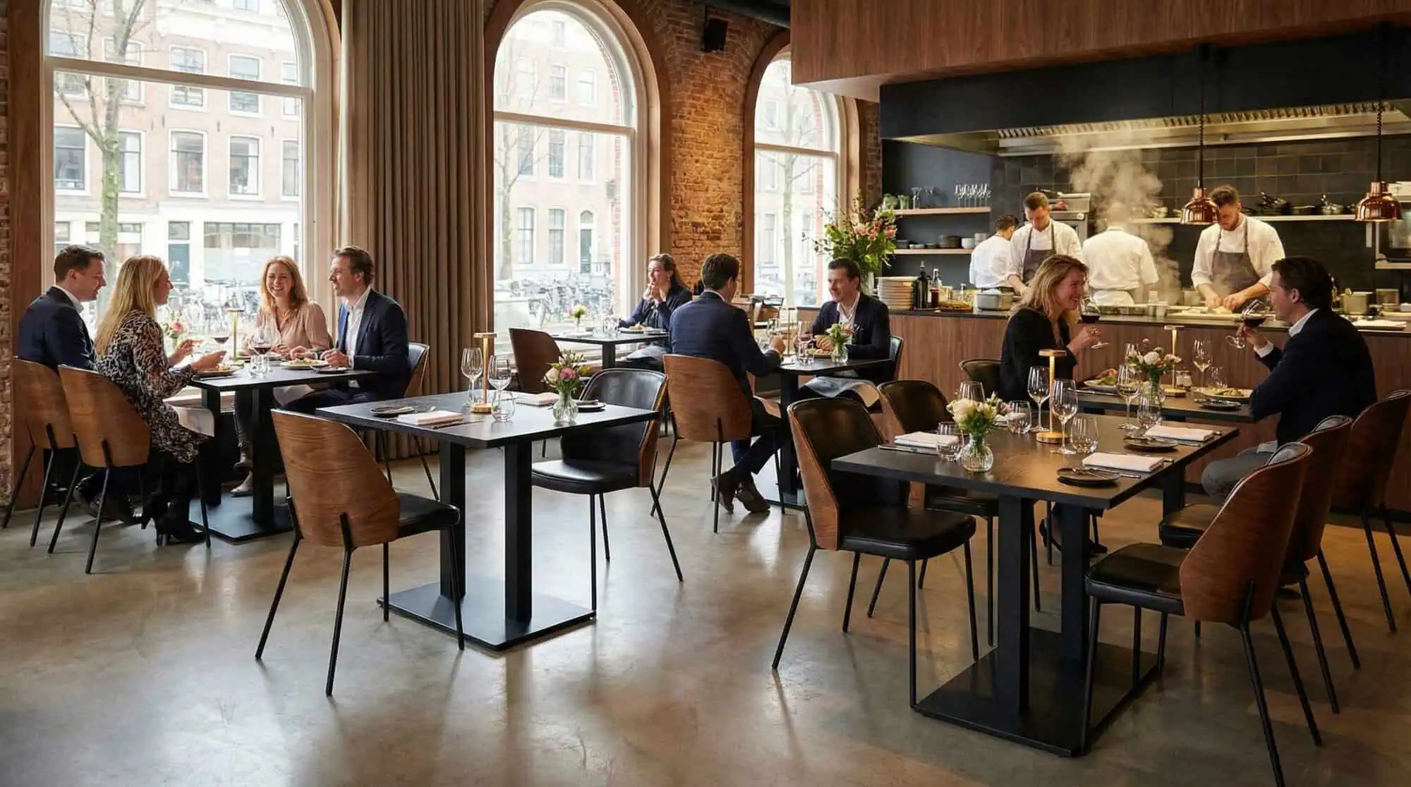 New York Designerstühle aus Holz mit schwarzem Leder