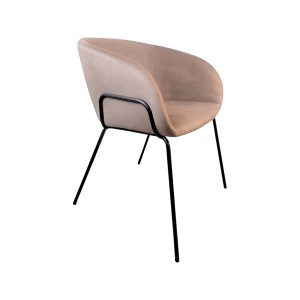 Super-Seat | Der Portland Design Sessel Samt Mokka | Beigefarbene Fluwelen-Bekleidung, hochwertiger Zitting/Teppich, schlanker schwarzer Metalltopf. | Horecameubilair