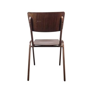 Super-Seat | The Rocco Retro Holz-Schulstühle Dunkelbraun | Donkerbruine houten stoel met licht gebogen rug en vier metalen poten. | Horecameubilair
