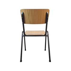 Super-Seat | The Campus Vintage Holz-Schulstühle stapelbar | Licht houten zitvlak en rugleuning, zwarte metalen poten, stapelbare schoolstoel. | Horecameubilair
