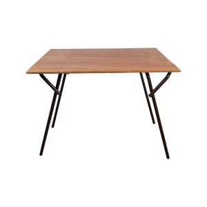 Super-Seat | The Tudor Vintage Holztische 60x90cm | Braune Holzplatte, schwarze Metallbeine, rechteckiges Klappdesign. | Catering Möbel