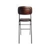 Super-Seat | Der Jody Design-Barhocker für die Gastronomie | Schwarz-braune Holzlehne, schwarzer Polstersitz, schwarze Metallbeine. | Horecameubilair
