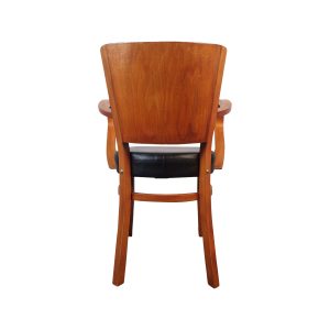Super-Seat | Stabiler Holzsessel mit gebogener Rückenlehne und schwarzer Sitzfläche. Material: Holz, Kunstleder. Farbe: natur & schwarz. | Catering Möbel