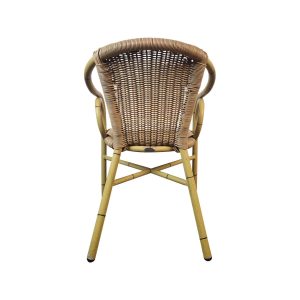 Super-Seat | Tropicana Vintage-Rattan-Terrassenstühle mit Armlehne | Bruin rattan, gebogen rugleuning, bamboe-look frame, vier schuine poten |. | Horecameubilair