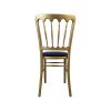 Super-Seat | The Napoleon Stühle gold mit blauer Velours-Sitzfläche | Gouden stoel met blauwe velours zitting, metalen frame, sierlijke rugleuning. | Horecameubilair