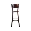 Super-Seat | The Felix industrielle Holzbarhocker dunkelbraun | Donkerbruin houten barkruk met gebogen rugleuning en vier poten, industrieel design. | Horecameubilair