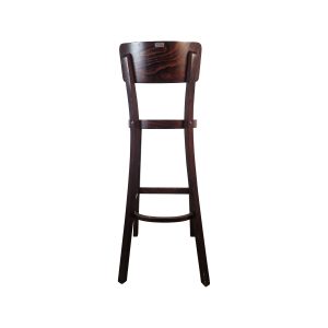 Super-Seat | The Felix industrielle Holzbarhocker dunkelbraun | Donkerbruin houten barkruk met gebogen rugleuning en vier poten, industrieel design. | Horecameubilair