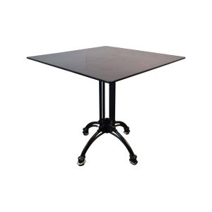 Super-Seat | The Metro Café-Terrassentische HPL Schwarz 80x80 inkl. Gestell Gestell | Zwarte moderne vierkante tafel van HPL met vlak blad en metalen gebogen poten. | Horecameubilair