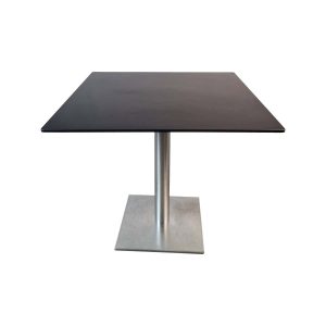 Super-Seat | The Forge Bistro-Terrassentische HPL Schwarz 80x80 inkl. Gestell Gestell | Vierkante zwarte HPL-Tafel (80x80), metalen onderstel met vierkante voet. | Horecameubilair