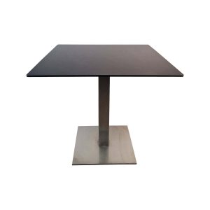 Super-Seat | The Monarch Gastronomie-Terrassentische HPL Schwarz 80x80 inkl. Gestell Gestell | Zwart vierkant HPL tafelblad met centrale metalen poot, geschikt voor terrassen. | Horecameubilair