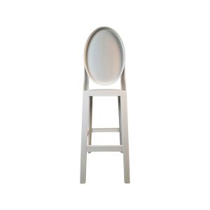 Super-Seat | The Kartell One More Please Barhocker Weiß | Witte houten barkruk met ronde, massieve rugleuning en rechte poten, strak design. | Horecameubilair