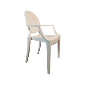 Super-Seat | Die Kartell Victoria Ghost Armlehnstühle Weiß von Philippe Starck | Witte kunststof stoel, modern design, afgeronde rugleuning en armleuningen. | Horecameubilair