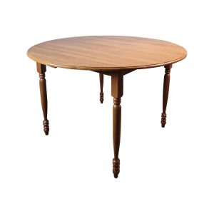 Super-Seat | The Langley Retro Café-Tisch aus Holz rund 120cm | Ronde houten tafel, glad oppervlak, vier gedraaide poten, bruin hout. | Horecameubilair