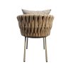 Super-Seat | Die Onnoble design (patio) Stapelstühle taupe | Taupefarbener Stuhl aus Kunststoff und Aluminium mit beigefarbener geflochtener Rückenlehne, graues Sitzkissen. | Catering Möbel