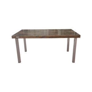Super-Seat | The Jorg Terrassentische aus Gerüstholz 165x90cm | Rechthoekige tafel met donker houten blad en rechte metalen poten. | Horecameubilair