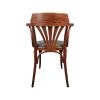 Super-Seat | A Classic Thon Vintage-Armstuhl | Donkergroen zitkussen, houten frame, gebogen rugleuning en poten, waaier-vormige rugsteunen. | Horecameubilair