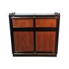 Super-Seat | The Authentic Models Casablanca Barkommode inkl. Schachfiguren Schachfiguren | Zwart houten kast met bruin hout, metalen accenten, 2 lades, 2 deuren. | Horecameubilair