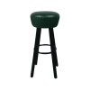 Super-Seat | The Industrielle Pub-Barhocker dunkelgrün | Donkergroene stoffen zitting, ronde vorm, zwarte metalen poten en voetsteun. | Horecameubilair