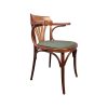 Super-Seat | The Classic Thon Vintage-Armstühle mit grünem Sitzpolster | Donkergroene stoffen zitting, houten frame en armleuningen, gebogen houten rugleuning. |. | Horecameubilair