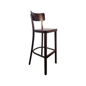 Super-Seat | Der Felix industrielle Holzbarhocker dunkelbraun | Dunkelbrauner Holz-Barhocker, quadratische Sitzfläche, Metall-Fußstützen. | Horecameubilair