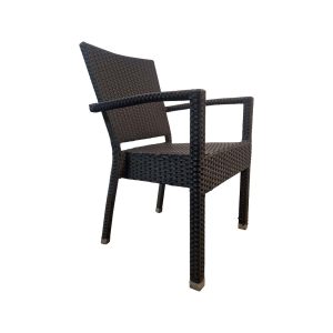 Super-Seat | The Metro Terrassenstühle für die Gastronomie schwarz mit Armlehne | Zwarte metalen stoel met armleuning, hoge rug en slanke vier poten, modern uitstraling. | Horecameubilair