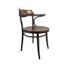 Super-Seat | The Sofia Vintage-Thon-Caféstühle aus Holz mit Armlehne | Donker hout, gebogen rugleuning met armleuningen, ronde zitting, slanke houten poten. | Horecameubilair