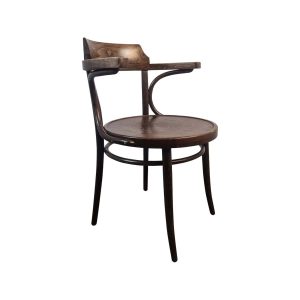 Super-Seat | The Sofia Vintage-Thon-Caféstühle aus Holz mit Armlehne | Donker hout, gebogen rugleuning met armleuningen, ronde zitting, slanke houten poten. | Horecameubilair