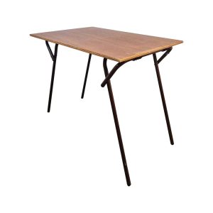Super-Seat | The Tudor vintage wooden exam folding tables 60x90cm | Rechteckiger Klapptisch, Holzplatte, schwarze Metallbeine, hot brown and black |. | Catering Möbel