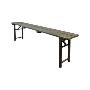 Super-Seat | A Vintage Feldbänke, Armee-Klappbänke 180x30cm | Weerbarstige houten zitting, opvouwbare metalen poten, verweerde look. | Horecameubilair