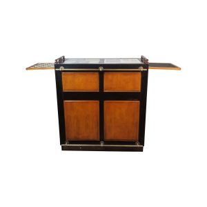Super-Seat | Barmöbel aus Holz mit schwarzen Akzenten, klappbaren Tischplatten und Schachbrettmuster, rechteckiges Modell. | Catering Möbel