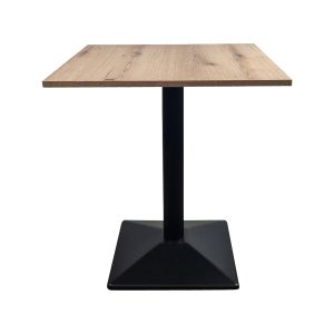 Super-Seat | The Mason Melamin-Eichen-Tischplatten 67x67cm | Licht eiken melamine tafelblad, zwart metalen poot met vierkante voet. | Horecameubilair