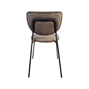 Super-Seat | Black Diego Stuhl mit brauner Polsterung, geschwungenem Teppich, schwarzen Metallbeinen; stilvoll und modern. | Catering Möbel