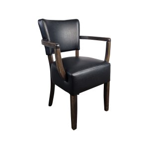 Super-Seat | The Lisa Hospitality Stühle schwarz Diego | Zwarte stoel met stoffen bekleding, houten poten en armleuningen, modern design. | Horecameubilair